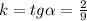 k=tg\alpha= \frac{2}{9}