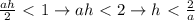 \frac{ah}{2} \ \textless \ 1 \rightarrow ah\ \textless \ 2 \rightarrow h\ \textless \ \frac{2}{a}