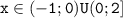 \mathtt{x\in(-1;0)U(0;2]}