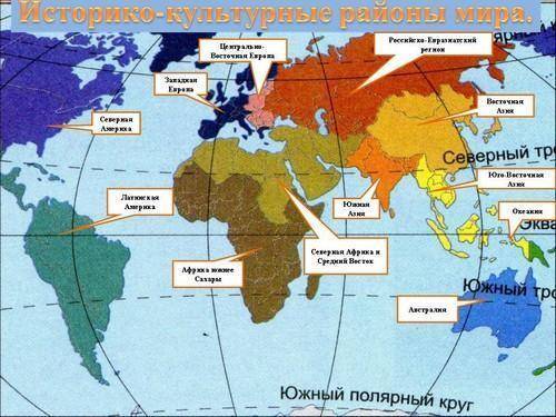 Написать названия четырёх - природных регионов?