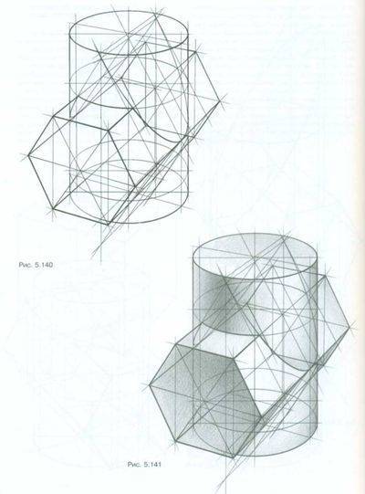 Чертеж цилиндра и шестигранной призмы