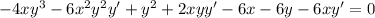 -4xy^{3}-6x^{2}y^{2}y'+y^{2}+2xyy'-6x-6y-6xy'=0