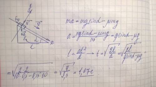 Небольшое тело соскальзывает с наклонной плоскости, образующей угол 30( с горизонтом. длина наклонно