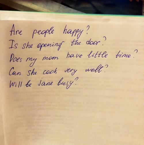 Are people happy. he is opening the door. my mother has little time. she can cook very well. jane wi