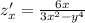 z'_x= \frac{6x}{3x^2-y^4}