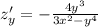 z'_y=-\frac{4y^3}{3x^2-y^4}