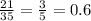 \frac{21}{35} = \frac{3}{5} = 0.6