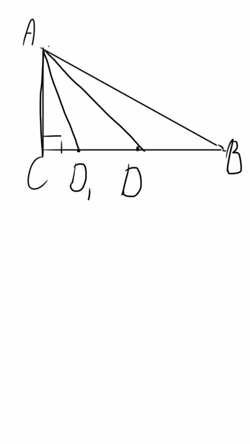 Втреугольнике авс известно, что угол с = 90градусов . на стороне вс отметили произвольную точку д ,