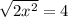 \sqrt{2x^2} =4