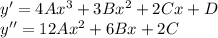 y'=4Ax^3+3Bx^2+2Cx+D\\ y''=12Ax^2+6Bx+2C