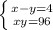 \left \{ {{x-y=4} \atop {xy=96}} \right.