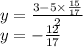 y = \frac{3 - 5 \times \frac{15}{17} }{2} \\ y = - \frac{12}{17}