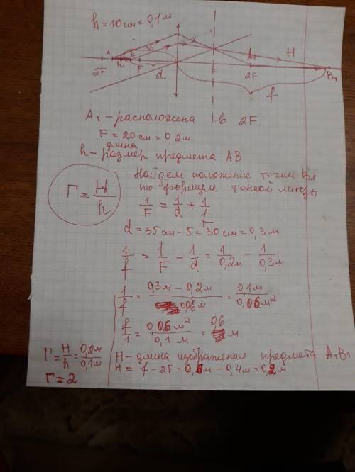 Предмет в виде тонкого отрезка длиной 10 см расположен вдоль главной оптической оси собирающей линзы