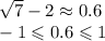 \sqrt{7} - 2 \approx 0.6 \\ - 1 \leqslant 0.6 \leqslant 1