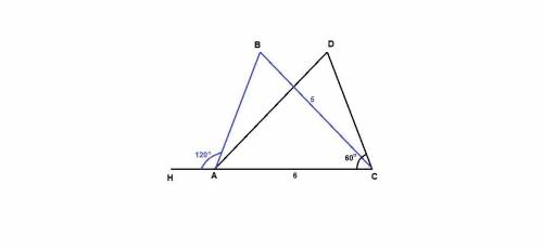 Нужно. периметр △abc равен 18 см, сторона ас=6см, вс=5см. известно, что ав=сd, ∠dca=60°, ∠bah=120°.