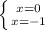 \left \{ {{x=0} \atop {x=-1}} \right.