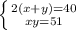 \left \{ {{2(x+y)=40} \atop {xy=51}} \right.