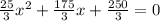 \frac{25}{3} x^{2} + \frac{175}{3}x + \frac{250}{3} = 0