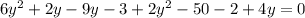 6y^2+2y-9y-3+2y^2-50-2 +4y=0