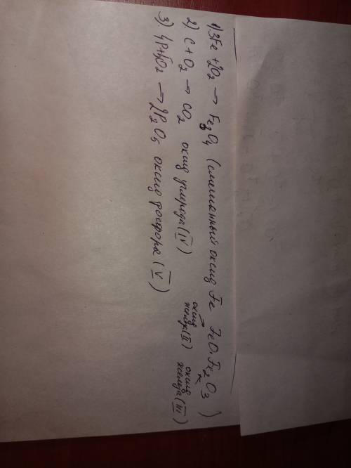 Допишите уравнения реакций, дайте названия соединенияи 1) fe+o^2= 2) c+o^2= 3) p+o^2=