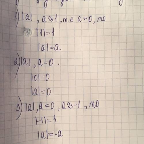 Чему равен |a| если: 1) a> 0 2)a=0 3) a< 0?