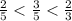 \frac{2}{5} < \frac{3}{5} < \frac{2}{3}