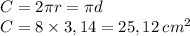 C=2\pi r=\pi d\\C=8\times 3,14=25,12\: cm^2