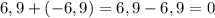 6,9+(-6,9)=6,9-6,9=0