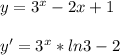 y=3^x-2x+1 \\\\ y'=3^x*ln3-2