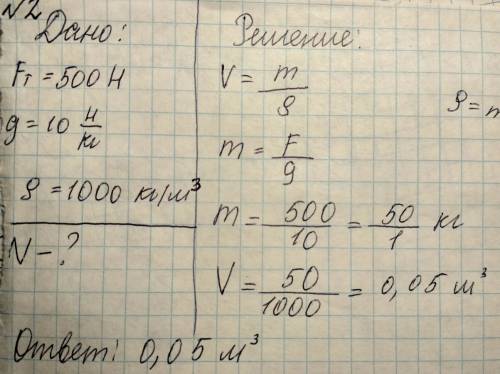 1дано: m=25m g=10 найти p-? kh 2 fтяж.=500h g= 10 p(ро)=1000³(масса в кубе)) найти v-?