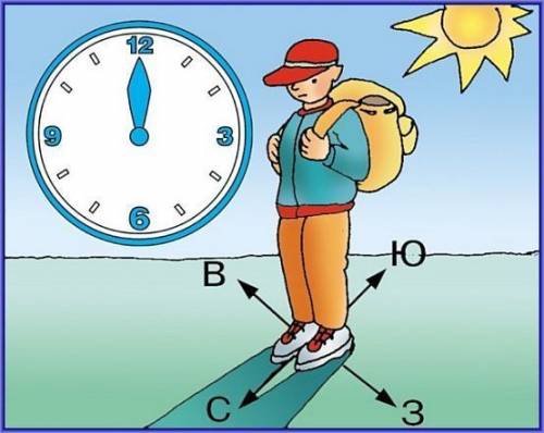 Если местный полдень встать спиной к солнцу, то тень а) на север б) на юг в) на запад г) на восток