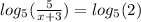 log_{5}( \frac{5}{x + 3} ) = log_{5}(2)