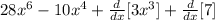 28x^6-10x^4+ \frac{d}{dx} [3x^3]+ \frac{d}{dx}[7]