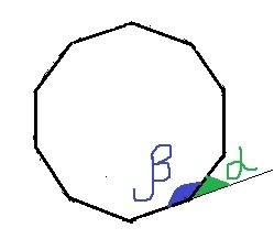 Во сколько раз угол правильного n-угольника, больше чем его внешний угол, если n=10?