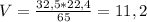 V = \frac{32,5 * 22,4}{65} = 11,2