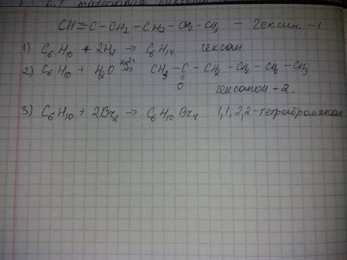 Составить уравнения реакций для вещества состава сн ≡с−сн2−с н2−сн2−сн3.