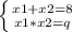 \left \{ {{x1+x2=8} \atop {x1*x2=q}} \right.