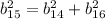 b_{15}^2 = b_{14}^2+b_{16}^2