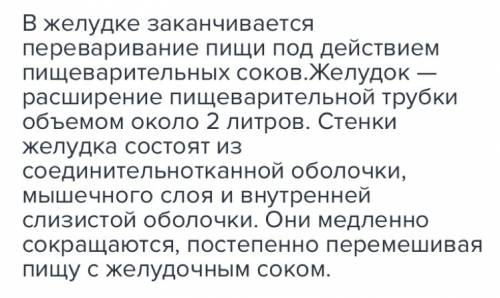 Где заканчивается перевание пищи под действием пище варительных соков