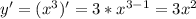 y' = (x^3)' = 3 * x^{3-1} = 3 x^{2}