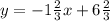 y = - 1 \frac{2}{3} x + 6 \frac{2}{3}