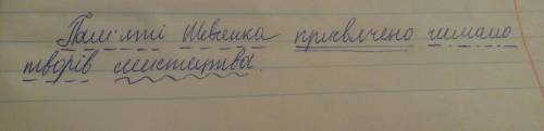 Синтаксичний розбір: пам'яті шевченка присвячено чимало творів мистецтва