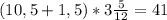 (10,5+1,5) * 3\frac{5}{12}=41