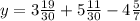 y = 3 \frac{19}{30} + 5 \frac{11}{30} - 4 \frac{5}{7}