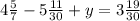 4 \frac{5}{7} - 5 \frac{11}{30} + y = 3 \frac{19}{30}