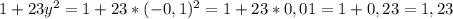 1+23y^{2}=1+23*(-0,1)^{2}=1+23*0,01=1+0,23=1,23