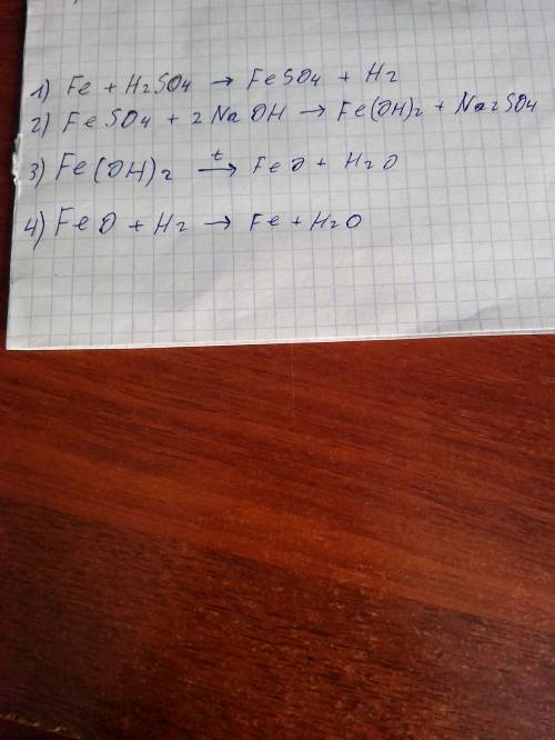 Осуществить превращение fe-> feso4-> fe(oh)2-> feo-> fe