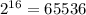 2^{16} = 65 536