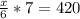 \frac{x}{6} *7=420