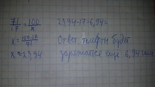 На телефоне 71% ,заряжался 17 часов. сколько ещё будет заряжаться телефон. 47